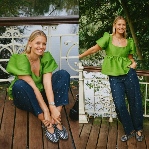 ALIGNE NWT Markus Diamante Rhinestone Barrel Jeans in Indigo Size 26 - Picture 1 of 16